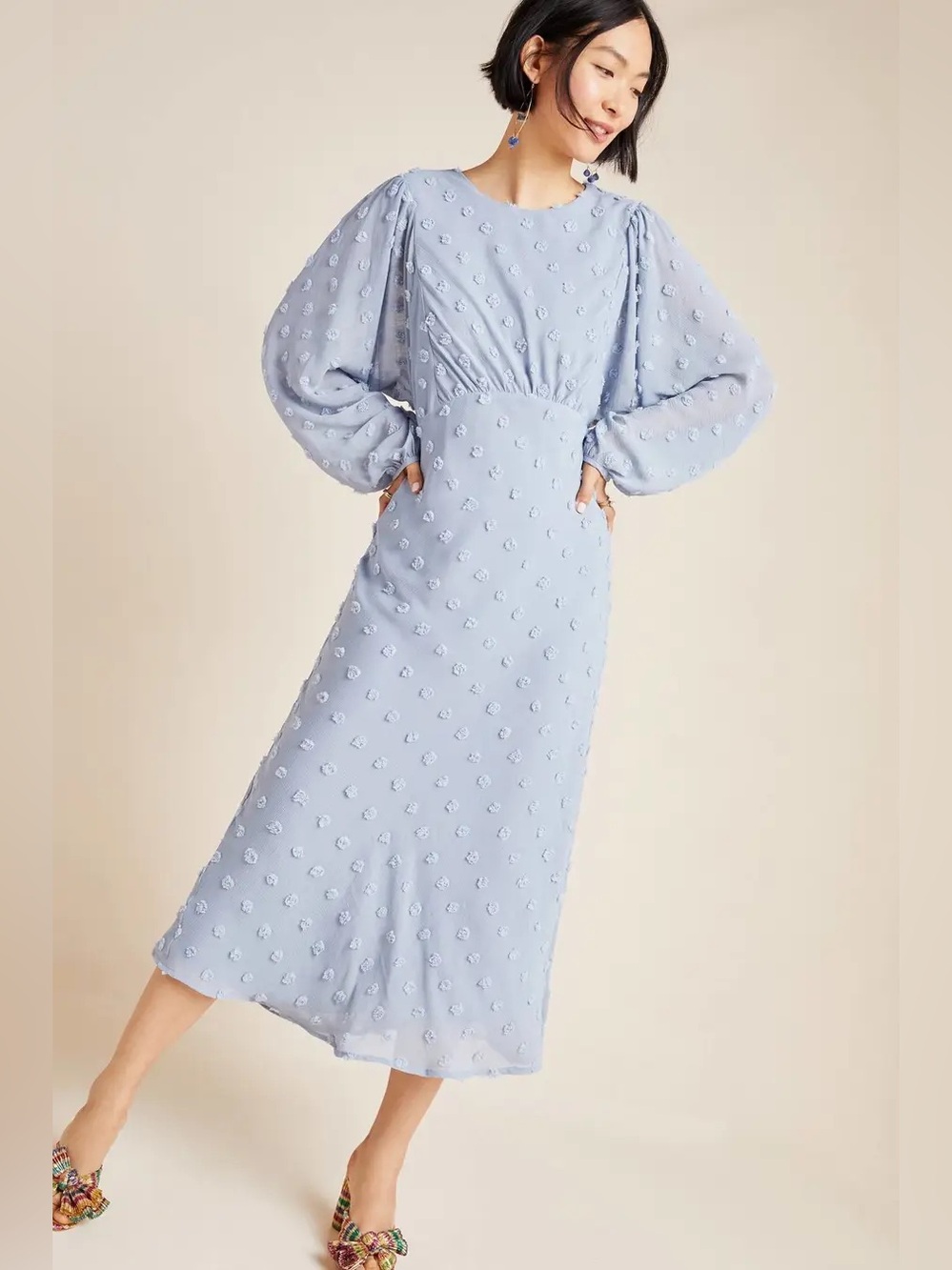 Anthropologie x Eri + Ali Michaela Light Blue Textured Midi Dress